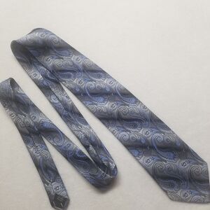 Villini Tie Necktie Silk Seven Fold Blue Paisley Thick 61"x3.75" Classic Career